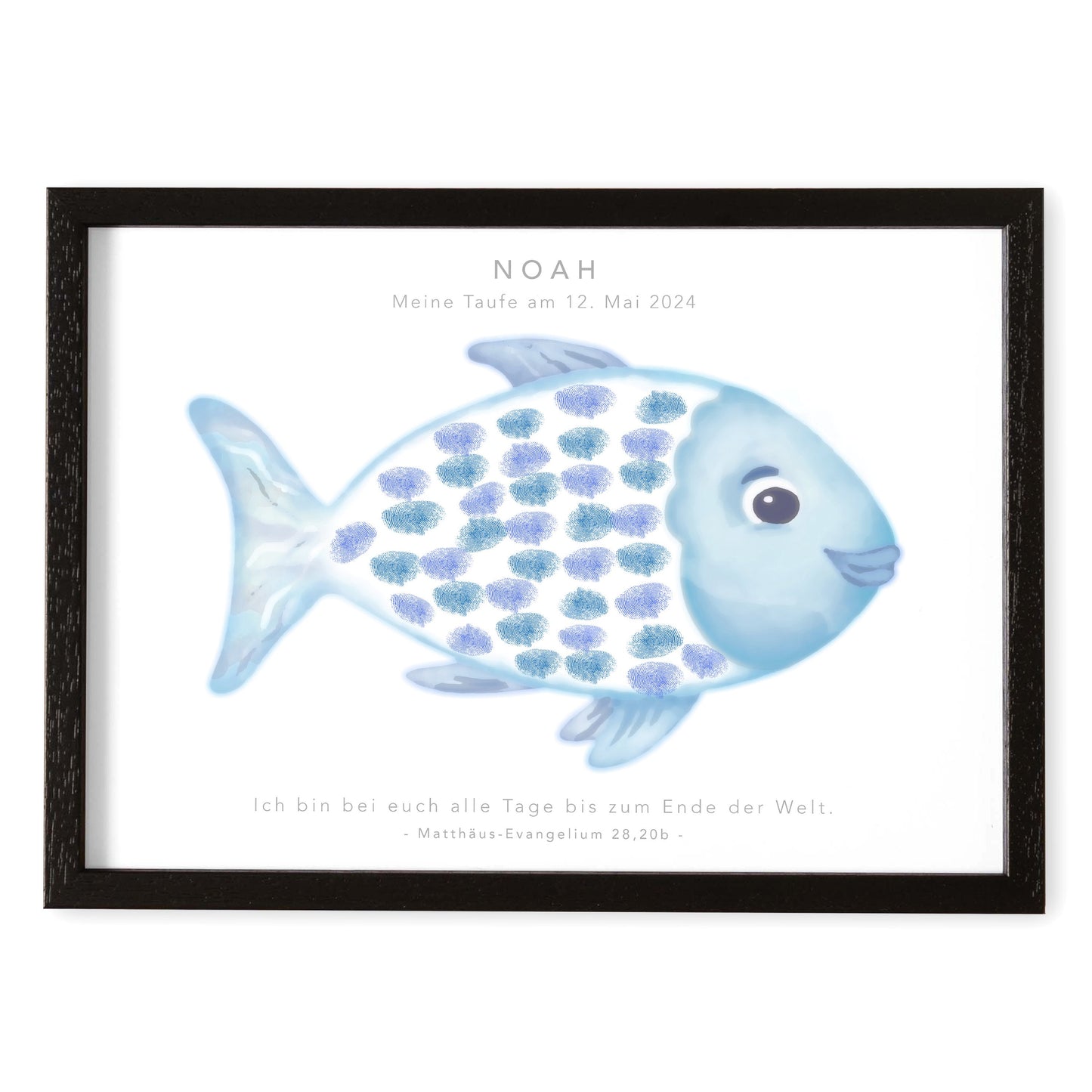 Taufe Fingerabdruck Fisch Gästebuch Taufe Junge personalisiertes Bild Taufgeschenk