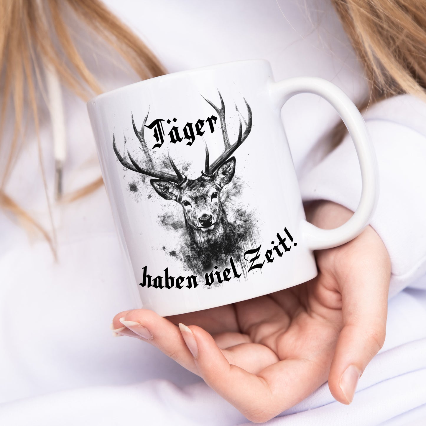 Jäger Geschenk Jagd Tasse mit Hirsch und lustigem Spruch Jagdgeschenk