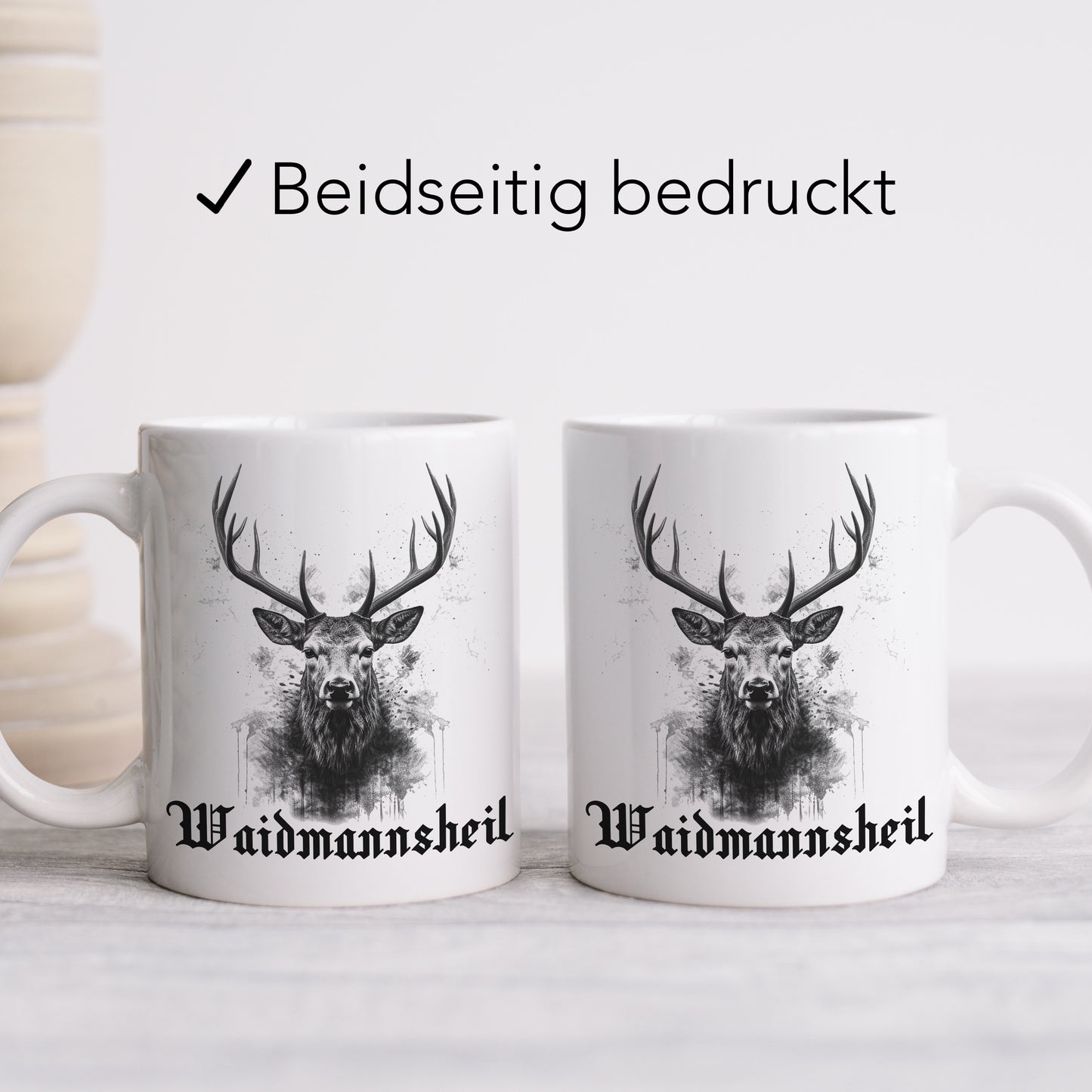 Jagd Tasse Jäger Geschenk mit Hirsch und lustigem Spruch Jagdgeschenk Waidmannsheil