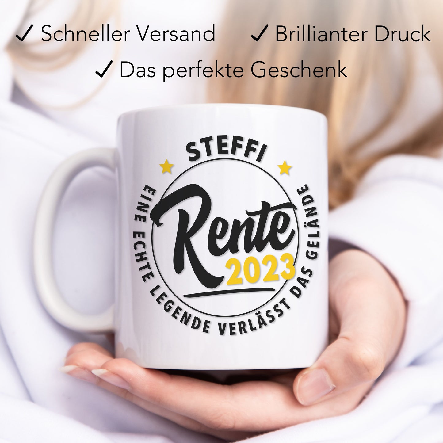 Rente 2023 Geschenk personalisierte Tasse für Mann Frau Renteneintritt Pensionierung Rentner