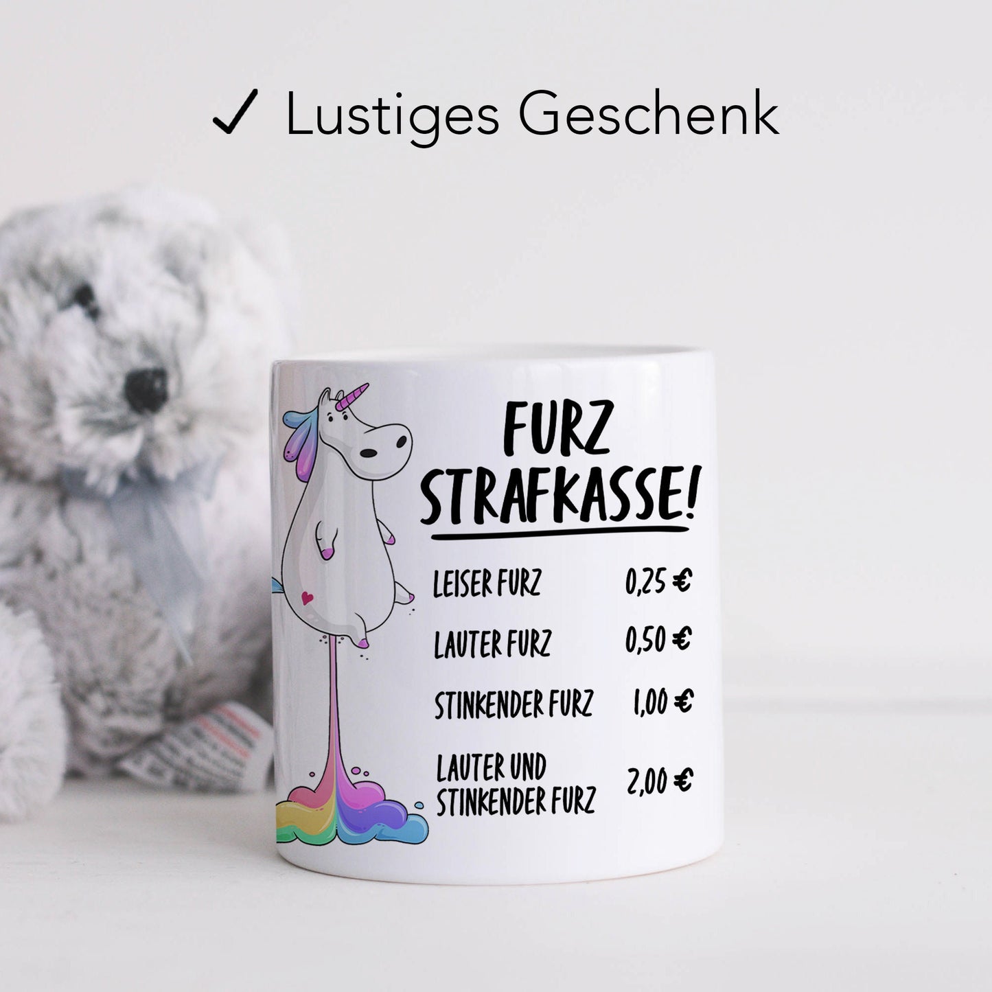 Lustige Einhorn Spardose Furzkasse Furzstrafkasse Strafkasse Furz Witziges Geschenk aus Keramik