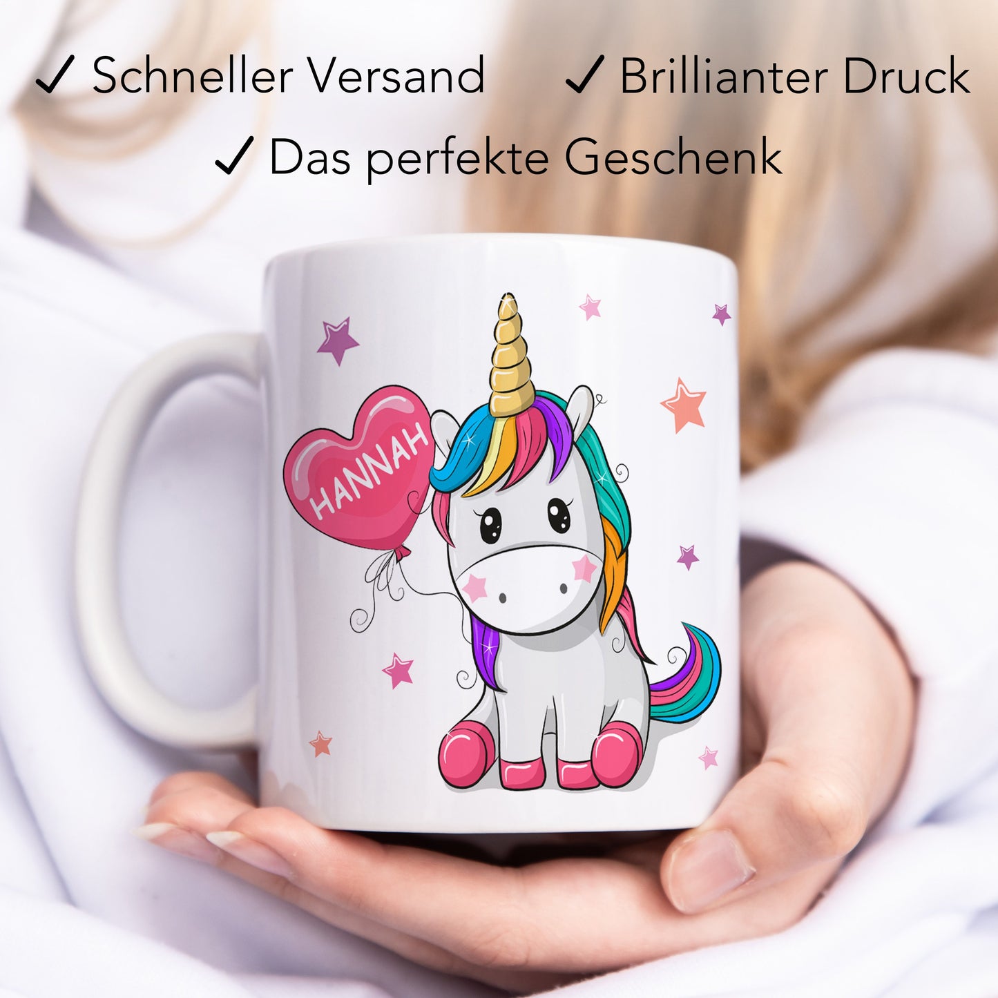 Einhorn Tasse personalisiert mit Namen Geburtstagsgeschenk Mädchen aus Keramik Schulkind Geschenk