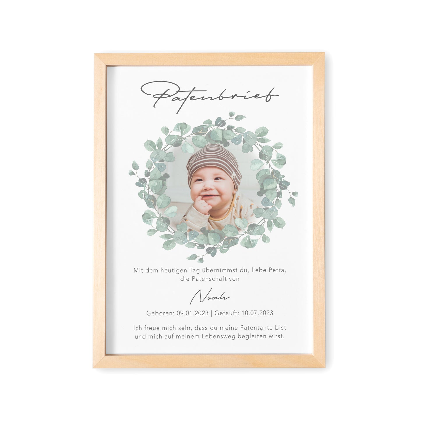 Patenbrief für Taufpaten personalisierte Patenurkunde mit Foto Geschenk für Patentante Patenonkel zur Taufe Taufgeschenk Paten (mit und ohne Rahmen)