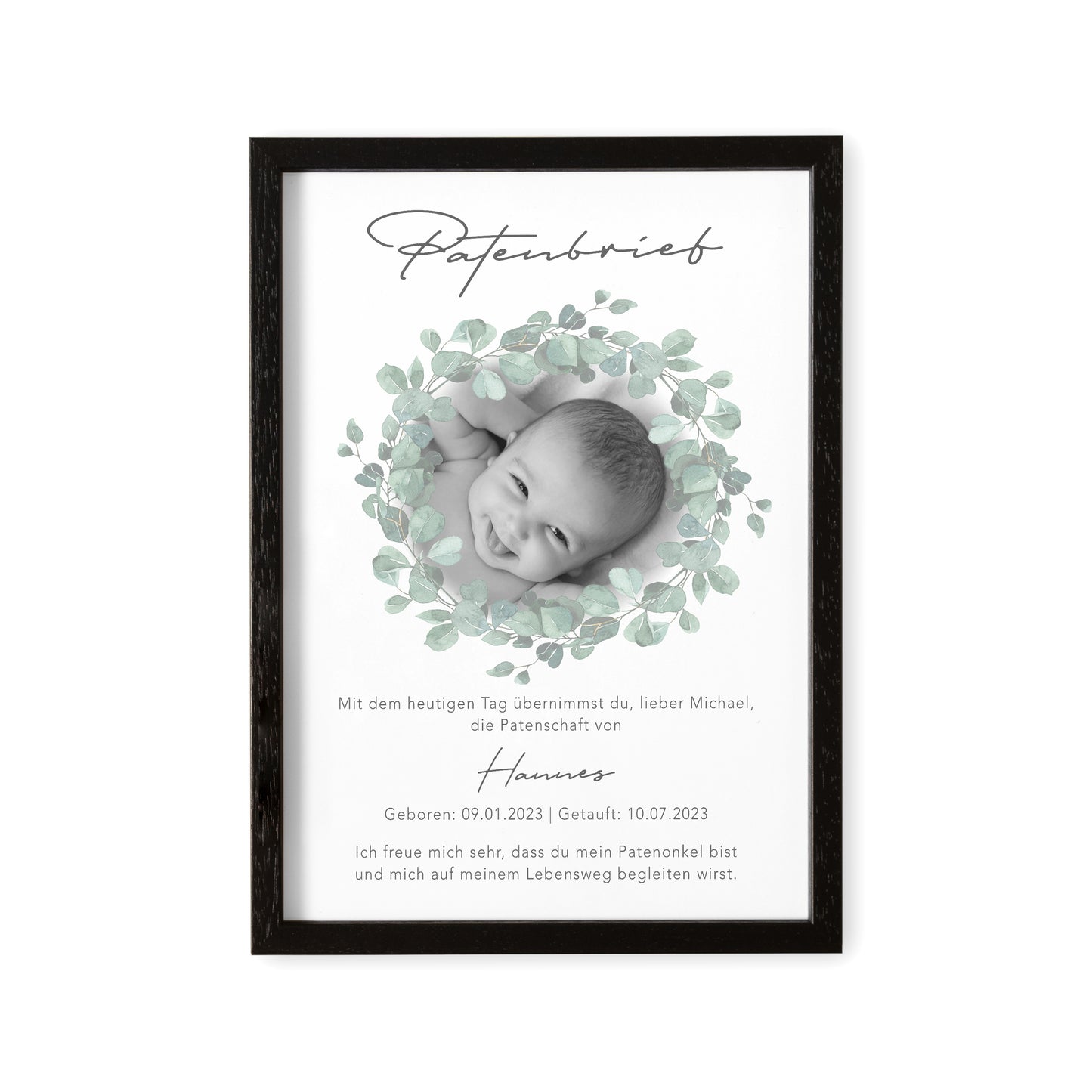 Patenbrief für Taufpaten personalisierte Patenurkunde mit Foto Geschenk für Patentante Patenonkel zur Taufe Taufgeschenk Paten (mit und ohne Rahmen)