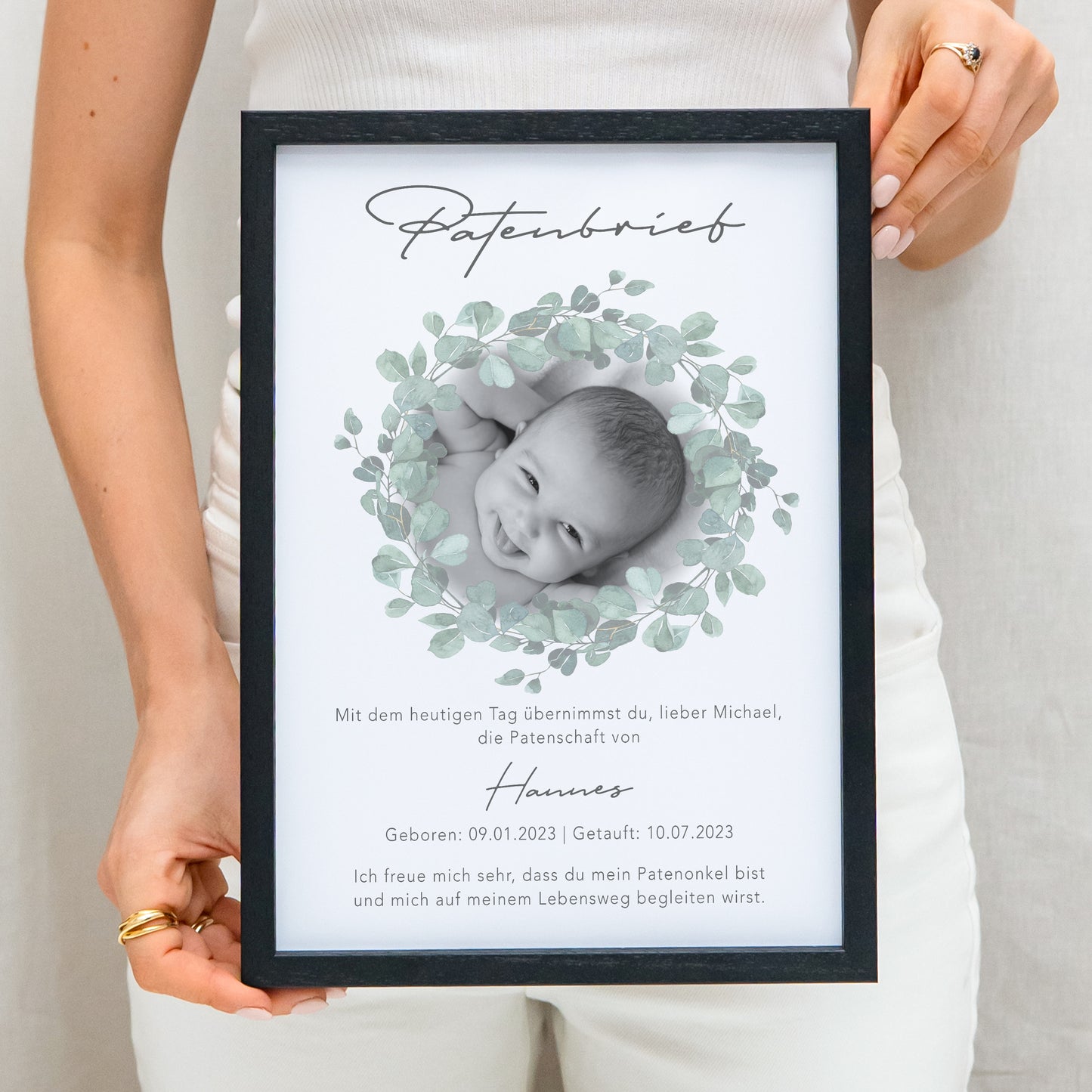 Patenbrief für Taufpaten personalisierte Patenurkunde mit Foto Geschenk für Patentante Patenonkel zur Taufe Taufgeschenk Paten (mit und ohne Rahmen)