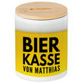 Spardose Sauf Bierkasse personalisiert mit Namen für Erwachsene aus Keramik