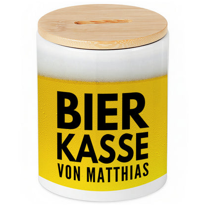 Spardose Sauf Bierkasse personalisiert mit Namen für Erwachsene aus Keramik