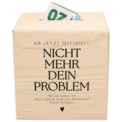 Rentenkasse Spardose aus Holz personalisiertes Geschenk zum Renteneintritt für Kollegen und Kolleginnen Ruhestand Abschiedsgeschenk