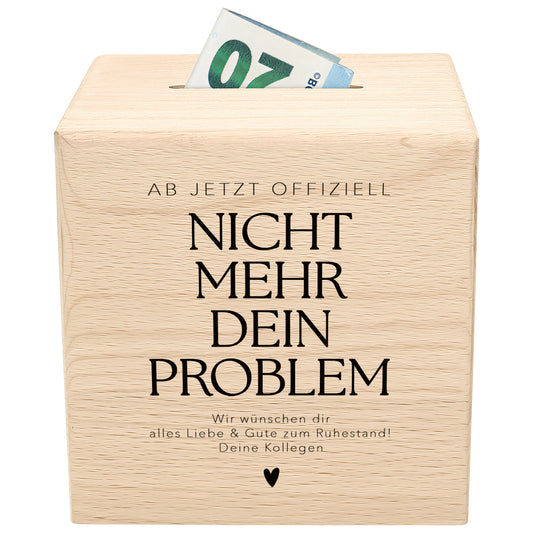 Rentenkasse Spardose aus Holz personalisiertes Geschenk zum Renteneintritt für Kollegen und Kolleginnen Ruhestand Abschiedsgeschenk