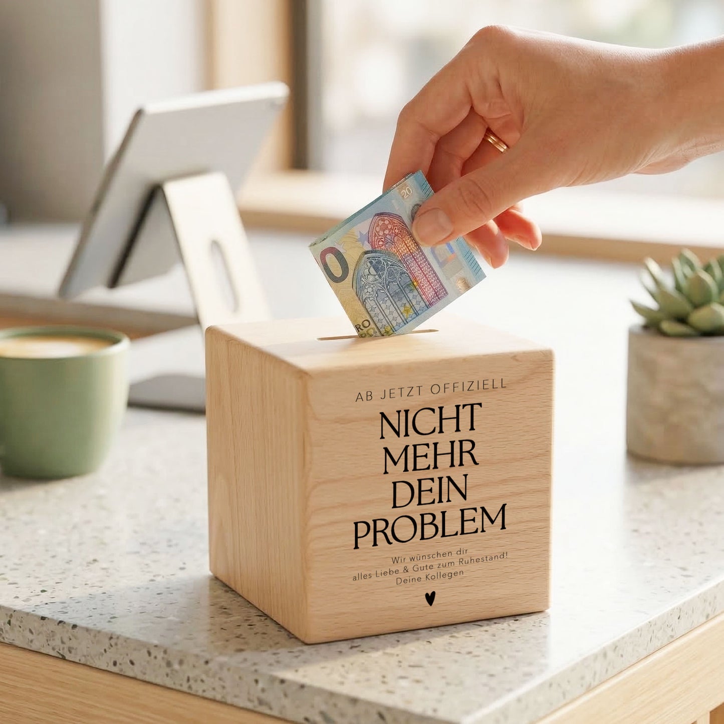 Rentenkasse Spardose aus Holz personalisiertes Geschenk zum Renteneintritt für Kollegen und Kolleginnen Ruhestand Abschiedsgeschenk