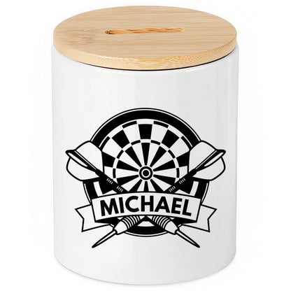 Spardose Dart personalisiert mit Namen Geschenk aus Keramik