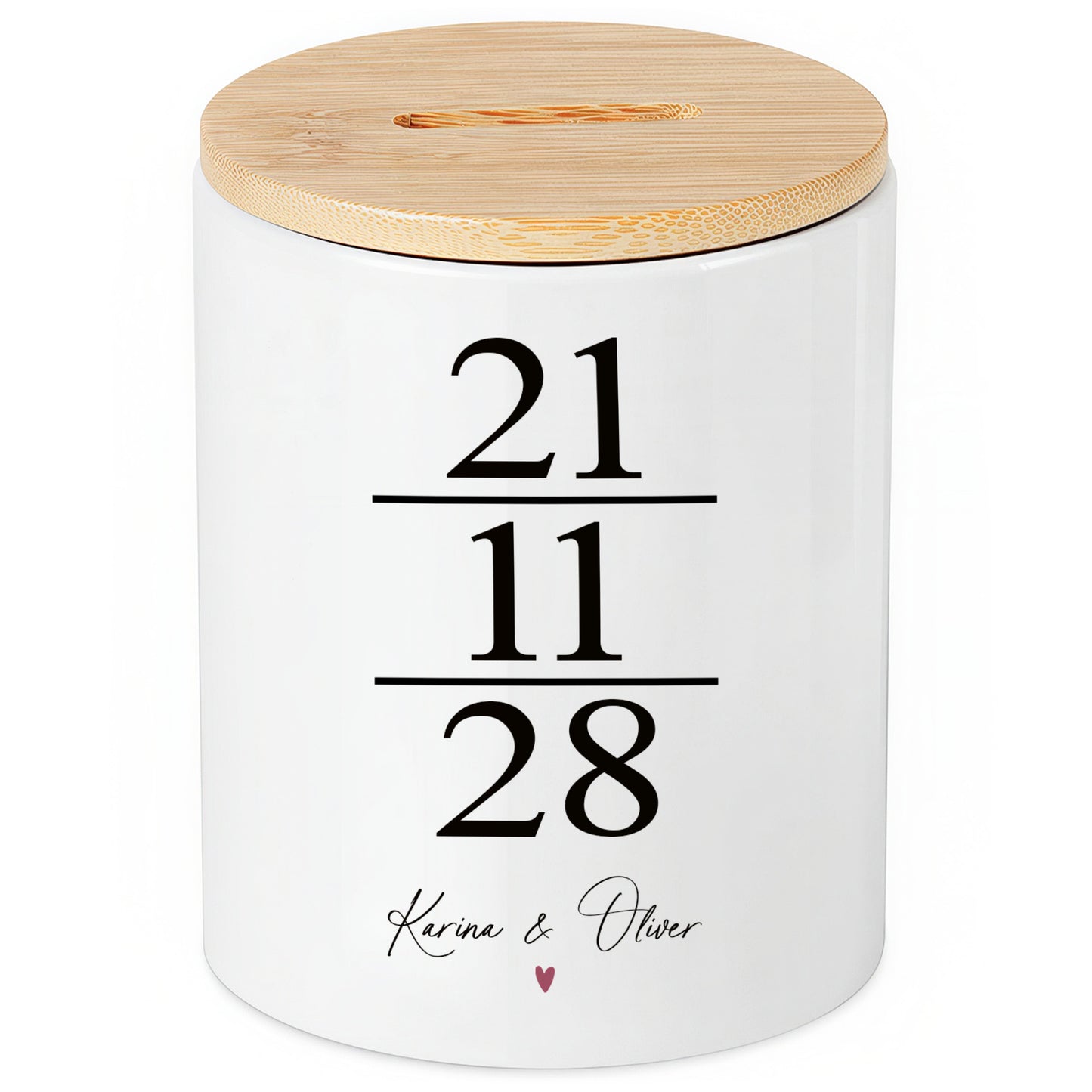 Spardose zur Hochzeit als Geldgeschenk personalisiert mit Namen & Datum
