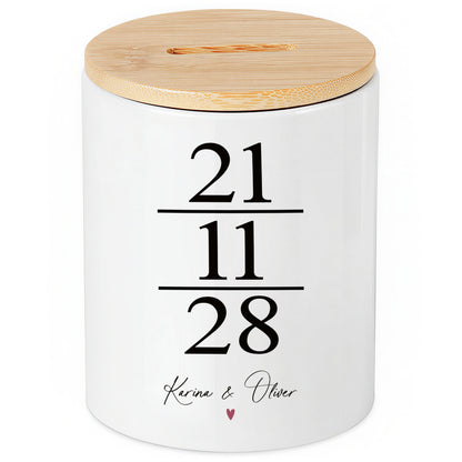 Spardose zur Hochzeit als Geldgeschenk personalisiert mit Namen & Datum
