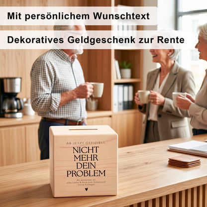 Rentenkasse Spardose aus Holz personalisiertes Geschenk zum Renteneintritt für Kollegen und Kolleginnen Ruhestand Abschiedsgeschenk