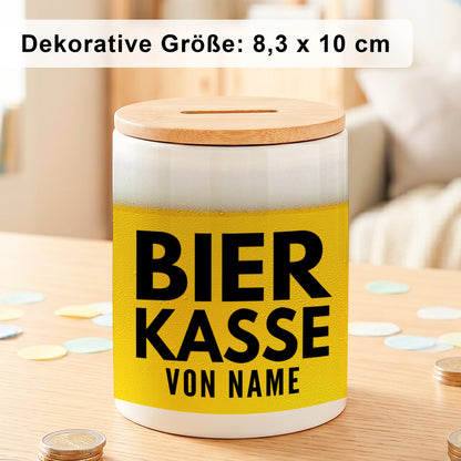 Spardose Sauf Bierkasse personalisiert mit Namen für Erwachsene aus Keramik