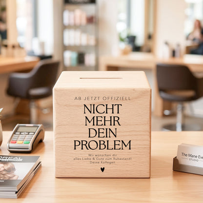 Rentenkasse Spardose aus Holz personalisiertes Geschenk zum Renteneintritt für Kollegen und Kolleginnen Ruhestand Abschiedsgeschenk