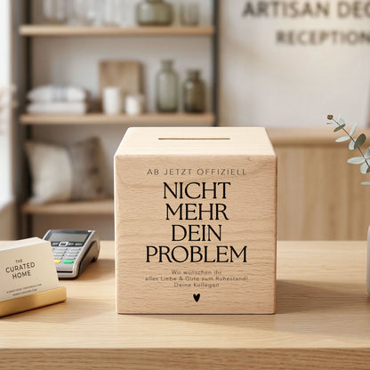 Rentenkasse Spardose aus Holz personalisiertes Geschenk zum Renteneintritt für Kollegen und Kolleginnen Ruhestand Abschiedsgeschenk