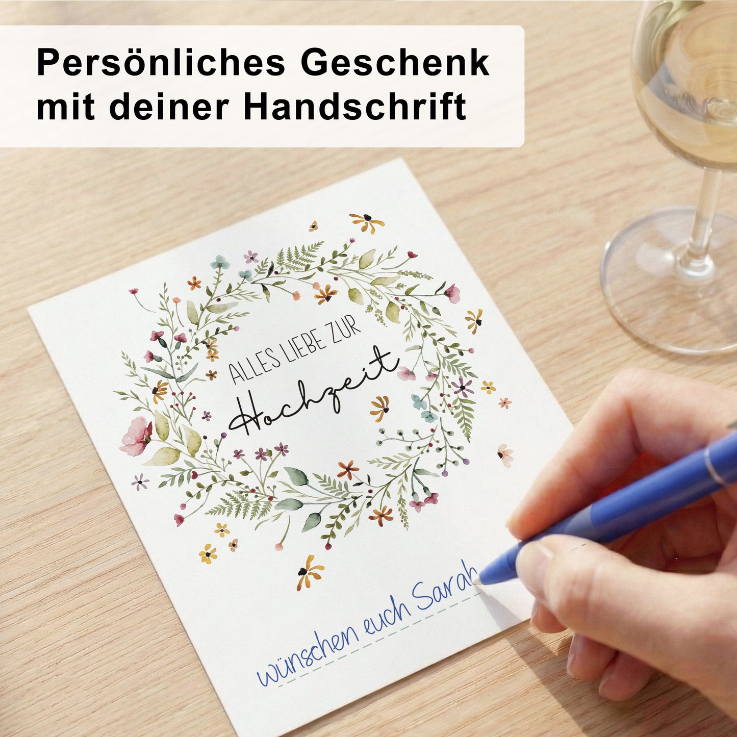 Flaschenetiketten zur Hochzeit "Wildblumen Kranz" personalisierbare Weinetiketten Hochzeitsgeschenk Weinflaschenetiketten 2 Stück | 10x12 cm