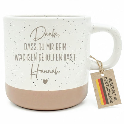Abschiedsgeschenk Erzieherin Steingut Tasse personalisiert Danke, dass du mir beim wachsen geholfen hast Geschenk zum Abschied