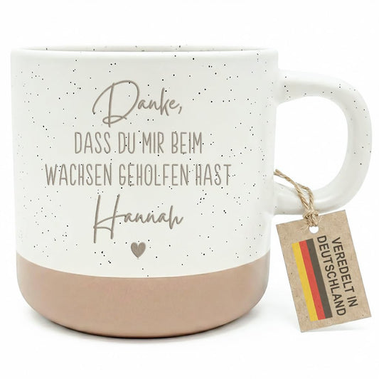 Abschiedsgeschenk Erzieherin Steingut Tasse personalisiert Danke, dass du mir beim wachsen geholfen hast Geschenk zum Abschied