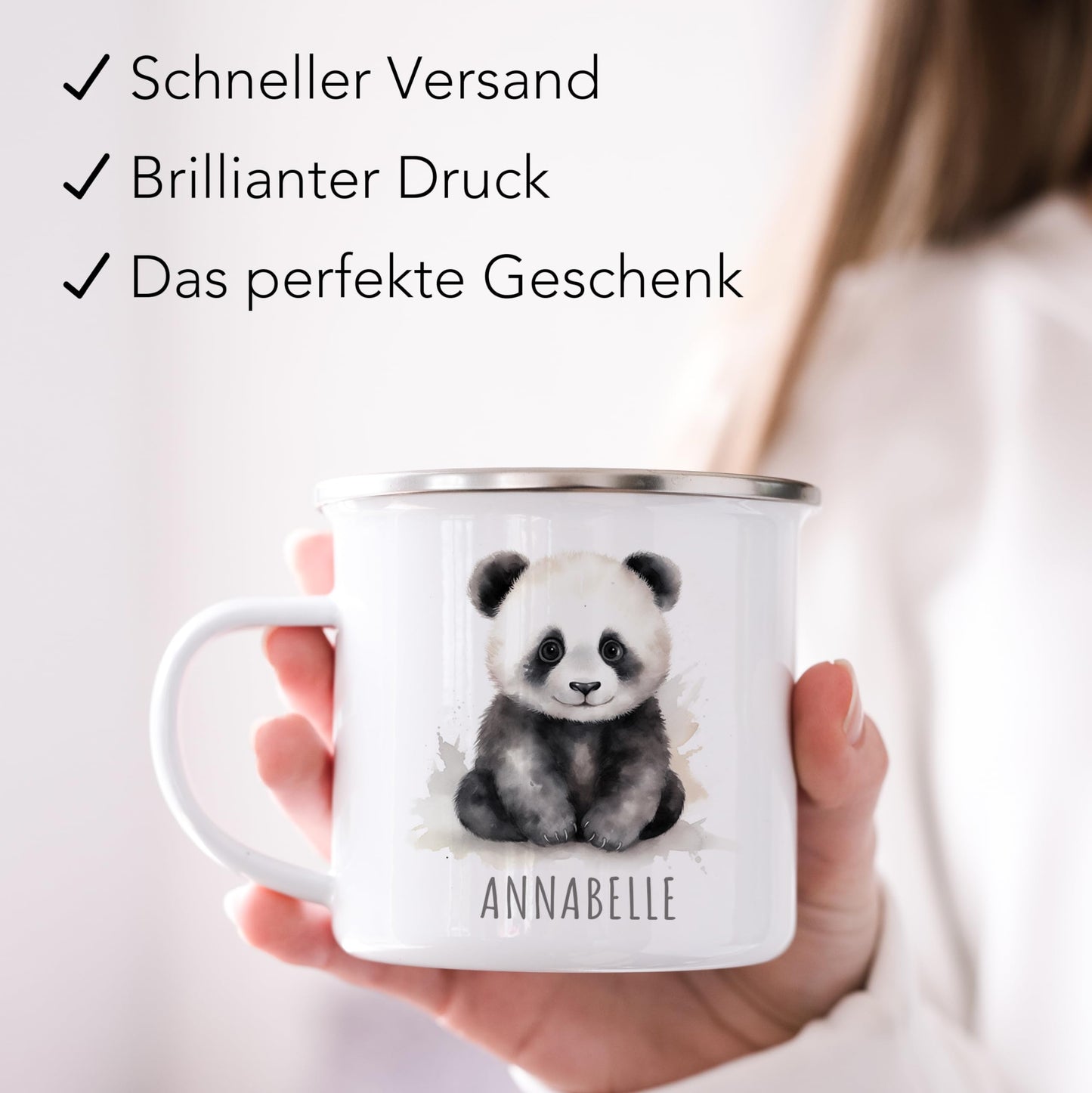 Emaille Tasse Tiere personalisiert