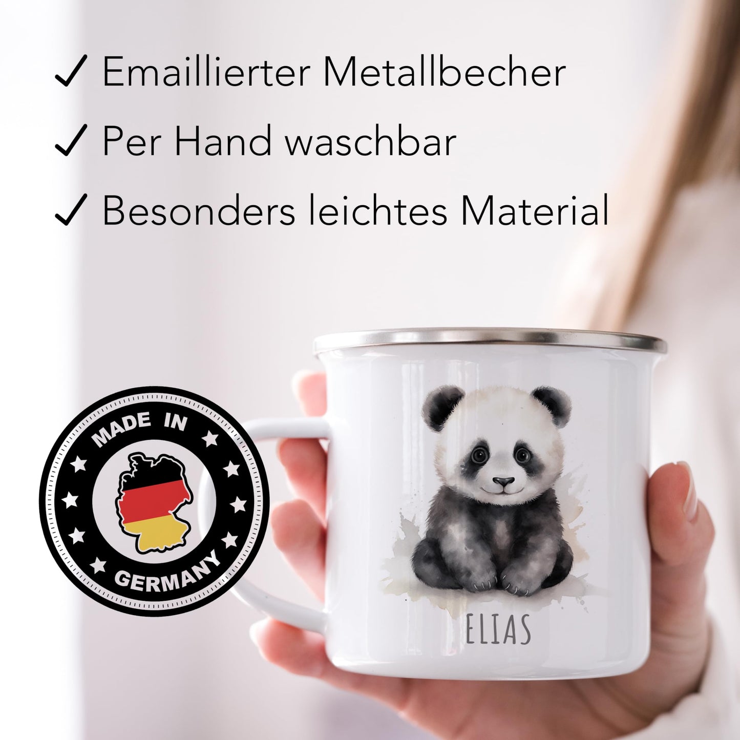 Emaille Tasse Tiere personalisiert