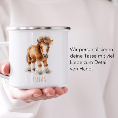 Emaille Tasse Tiere personalisiert