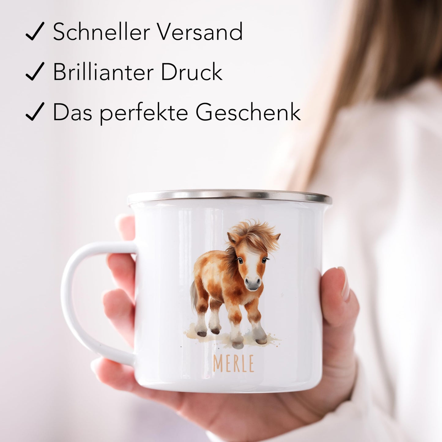 Emaille Tasse Tiere personalisiert