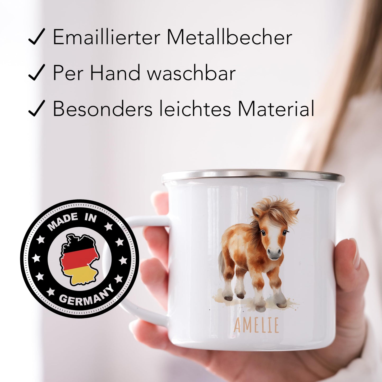 Emaille Tasse Tiere personalisiert