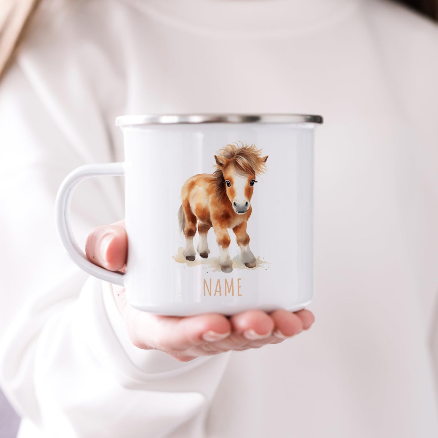 Emaille Tasse Tiere personalisiert