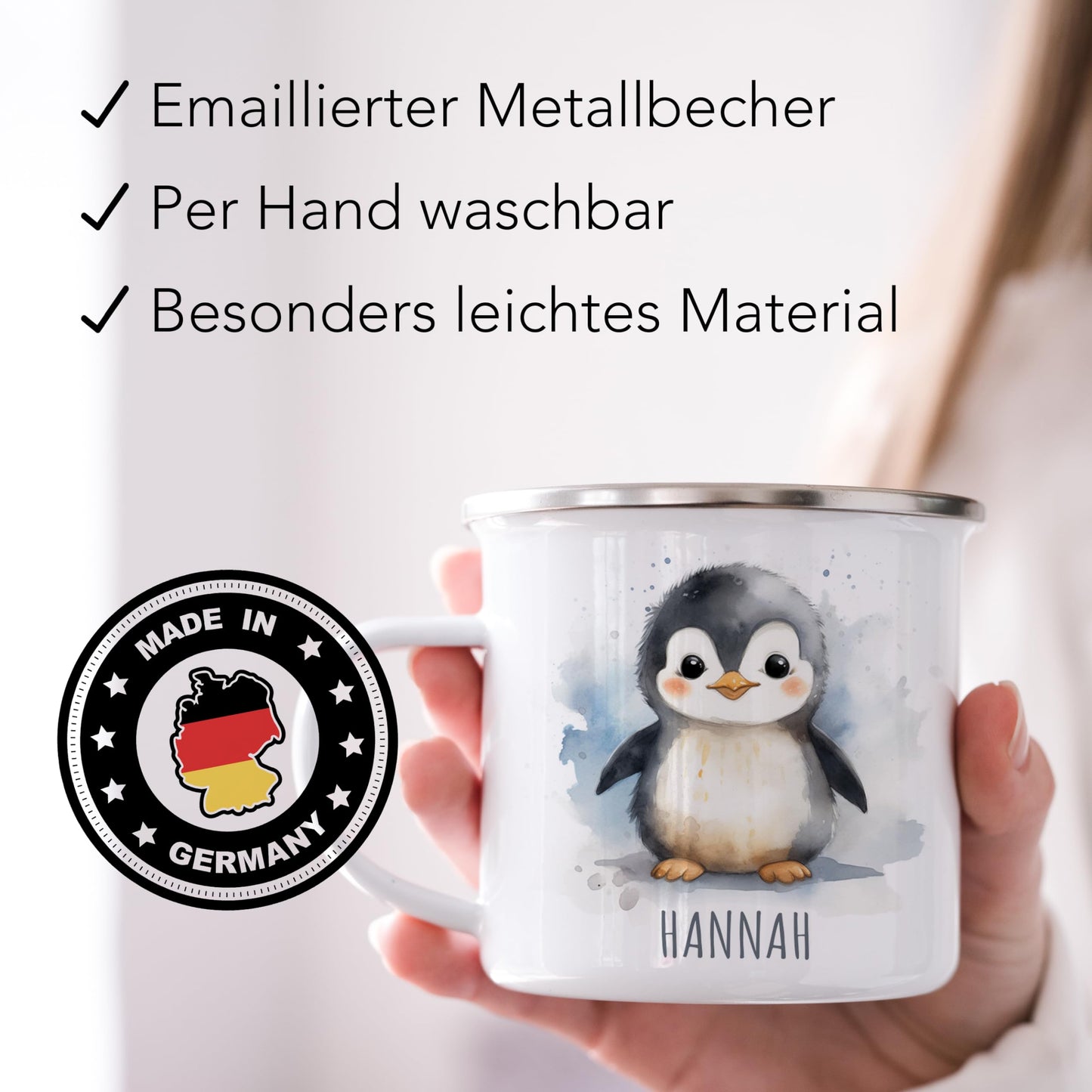 Emaille Tasse Tiere personalisiert