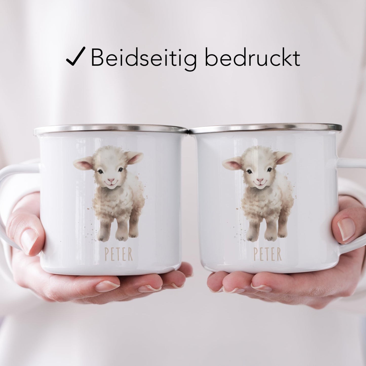 Emaille Tasse Tiere personalisiert