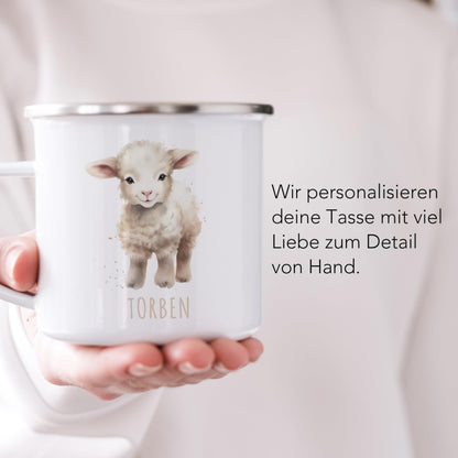 Emaille Tasse Tiere personalisiert
