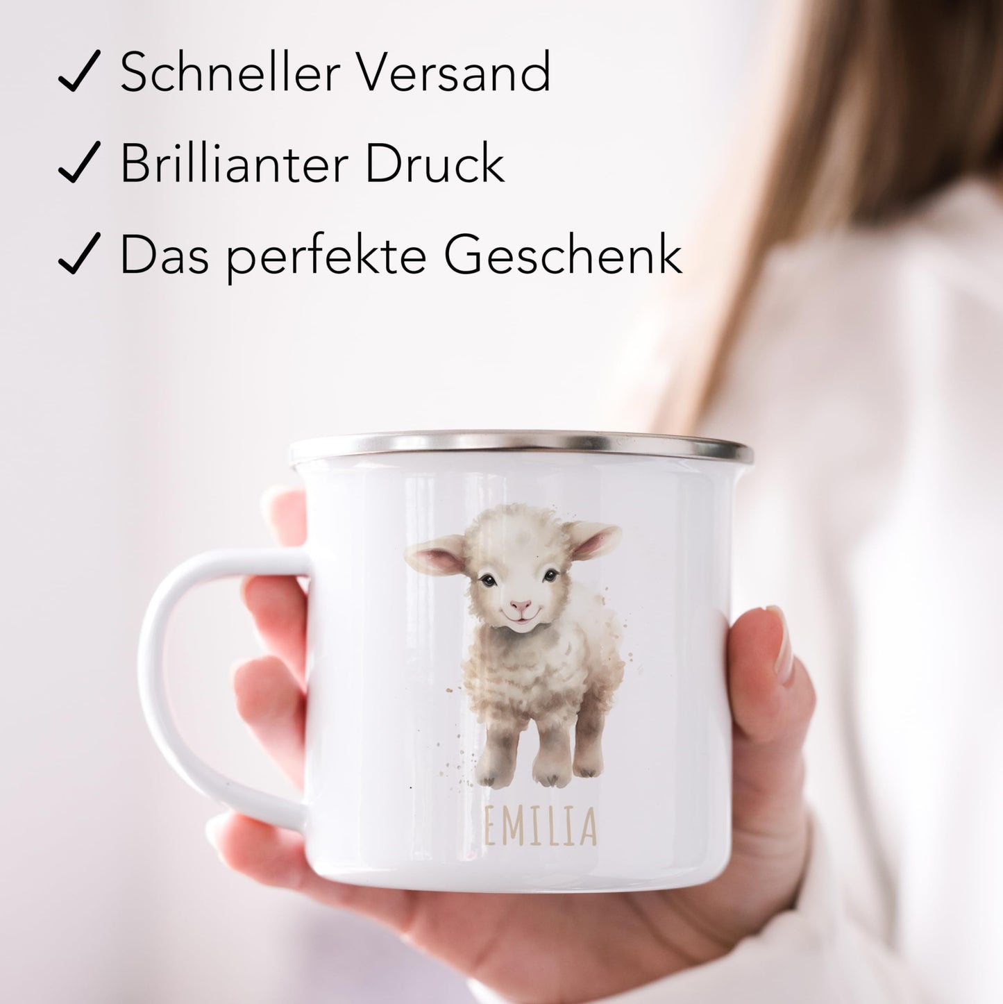 Emaille Tasse Tiere personalisiert