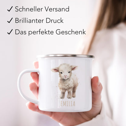 Emaille Tasse Tiere personalisiert