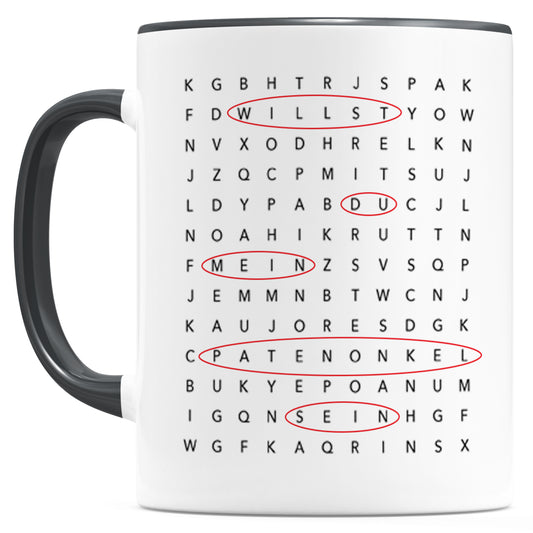 Keramiktasse für Patenonkel frage Willst du mein Patenonkel sein Keramiktasse 330 ml (Schwarz)