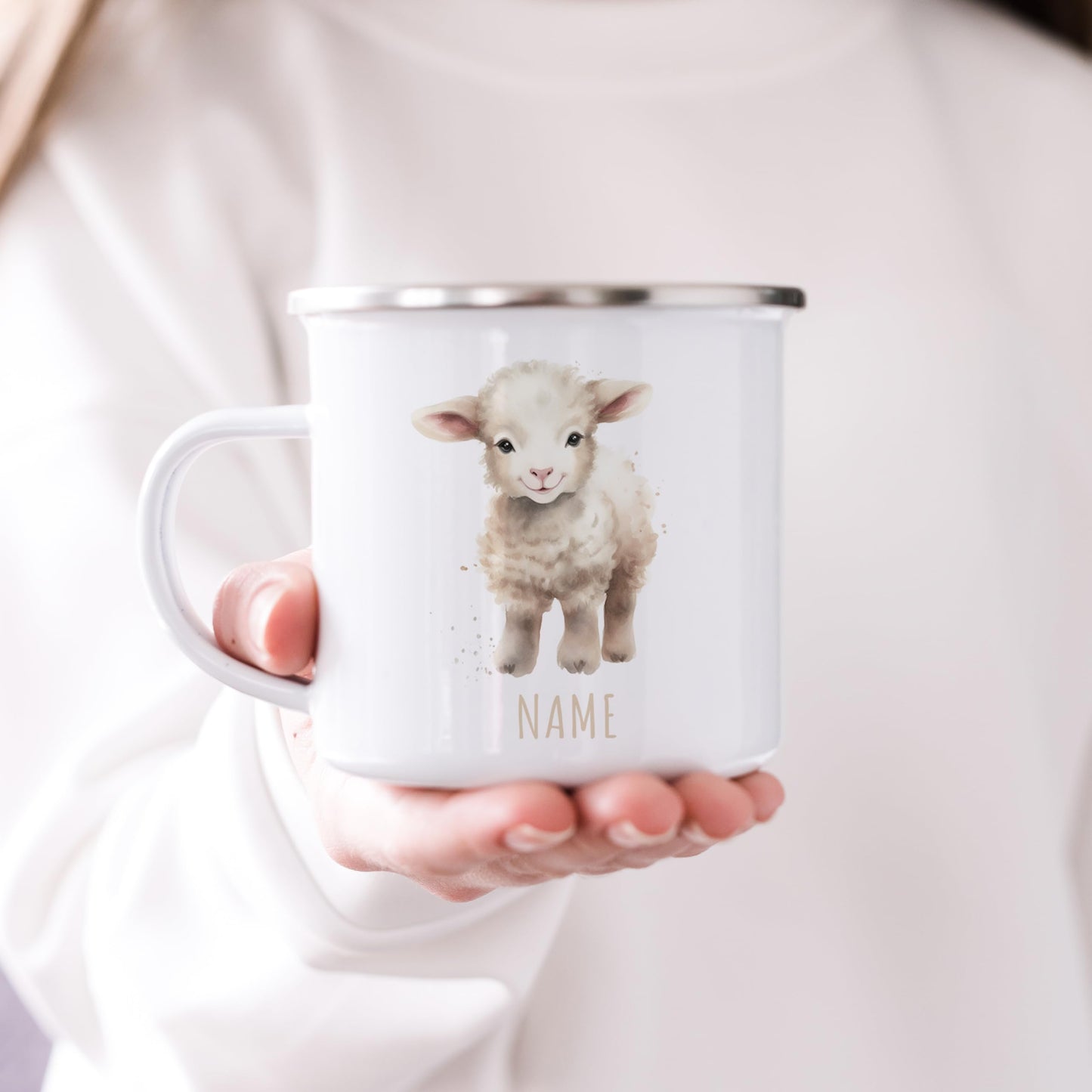 Emaille Tasse Tiere personalisiert