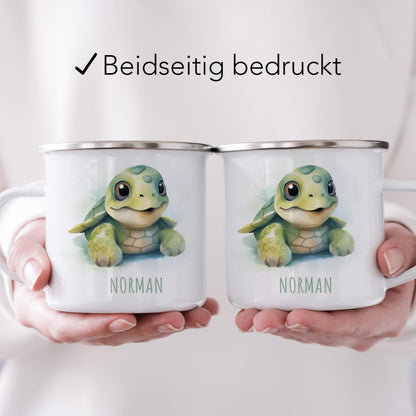 Emaille Tasse Tiere personalisiert