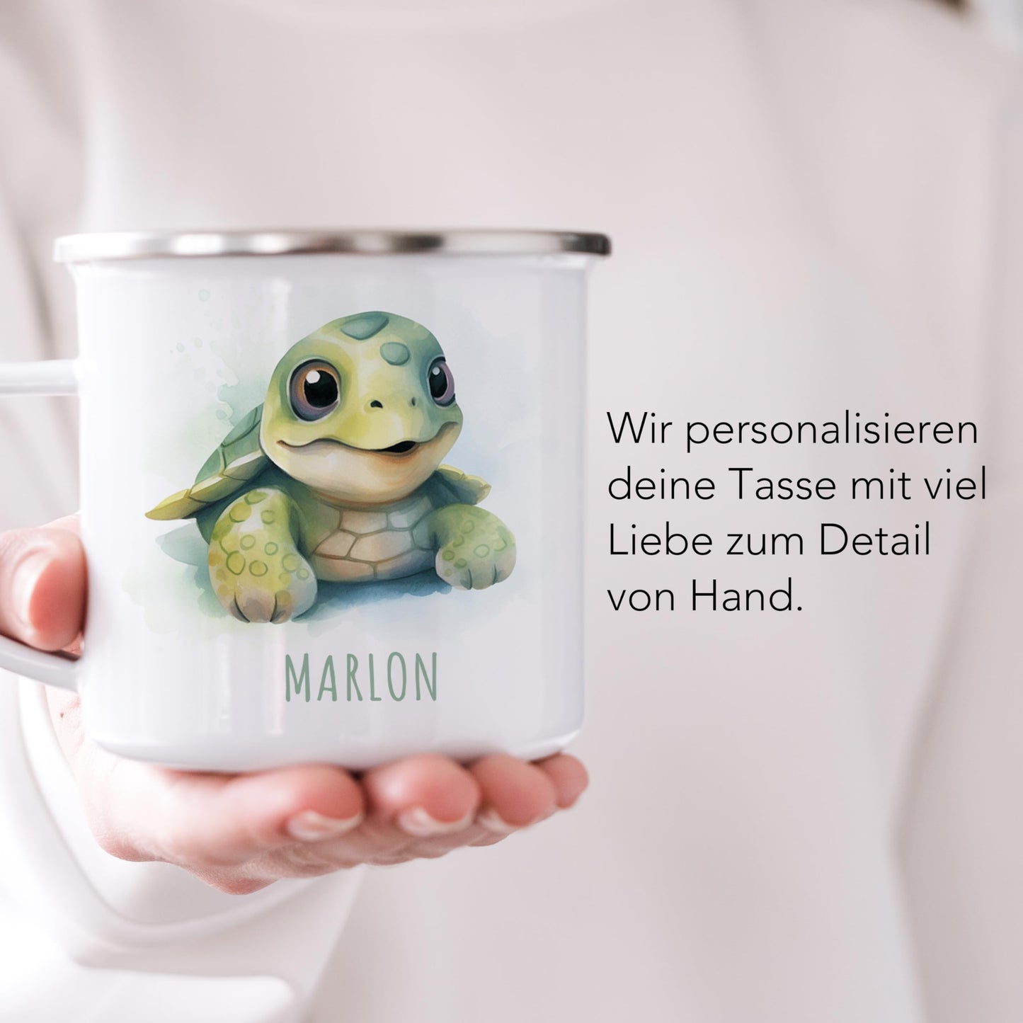 Emaille Tasse Tiere personalisiert