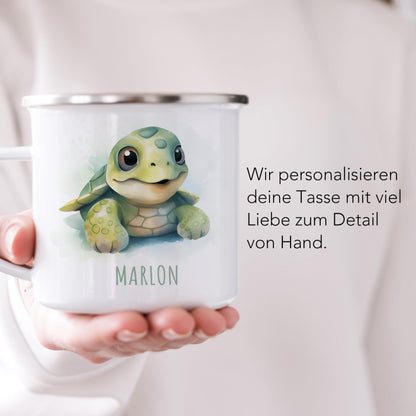 Emaille Tasse Tiere personalisiert