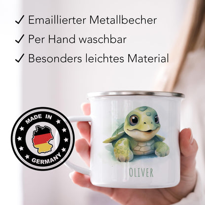 Emaille Tasse Tiere personalisiert