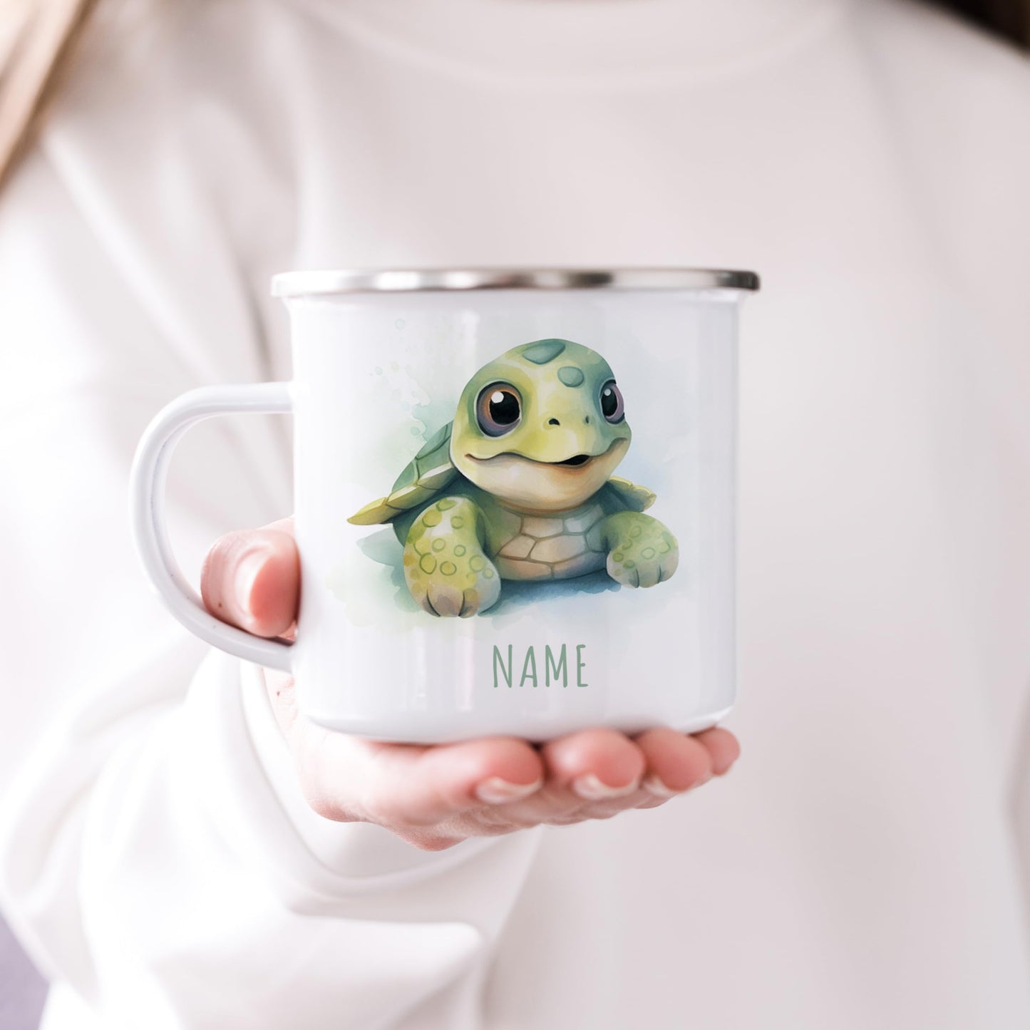 Emaille Tasse Tiere personalisiert