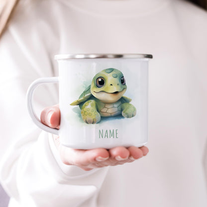 Emaille Tasse Tiere personalisiert