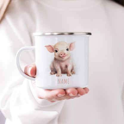 Emaille Tasse Tiere personalisiert