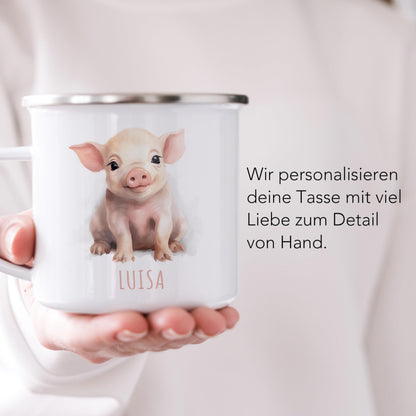 Emaille Tasse Tiere personalisiert