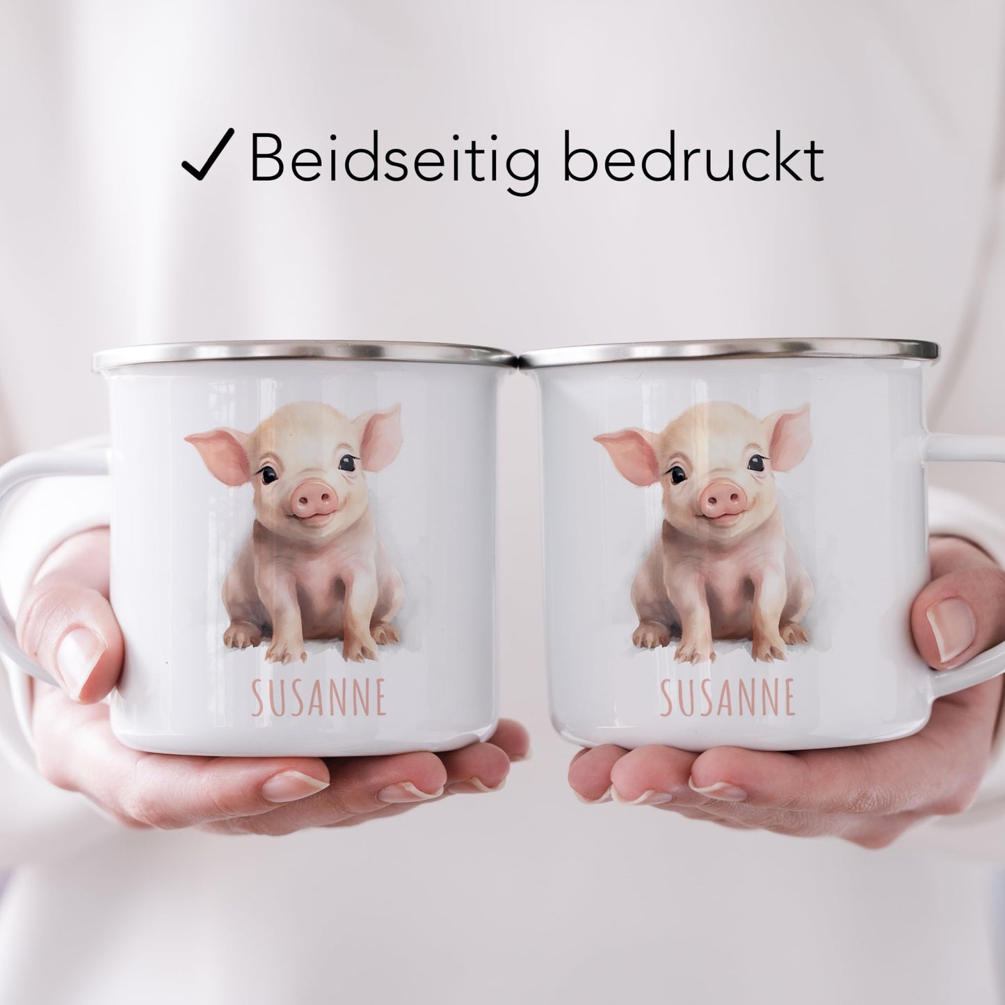 Emaille Tasse Tiere personalisiert