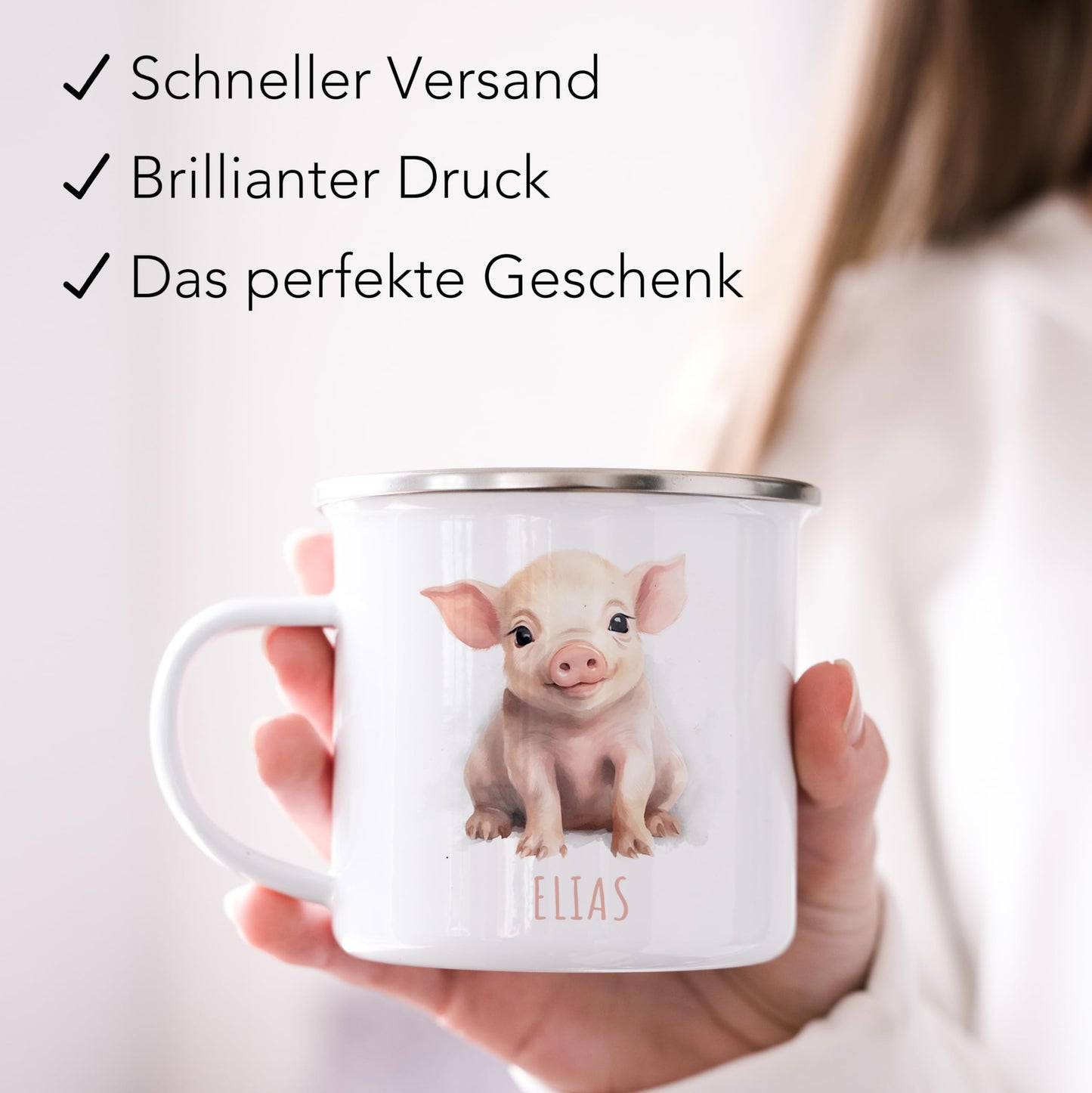 Emaille Tasse Tiere personalisiert