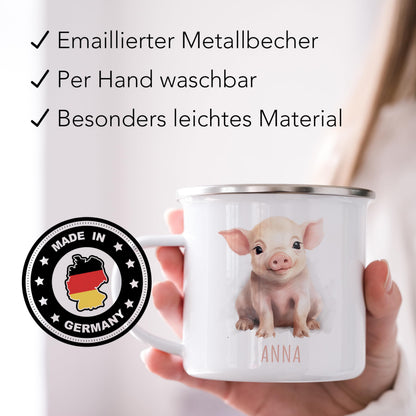 Emaille Tasse Tiere personalisiert