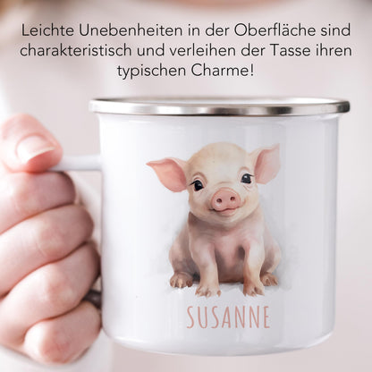 Emaille Tasse Tiere personalisiert