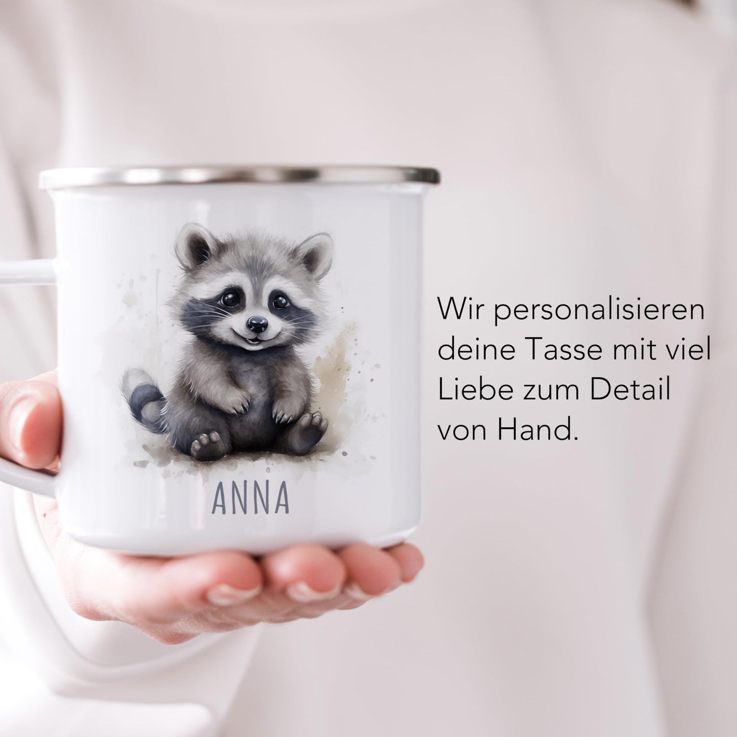 Emaille Tasse Tiere personalisiert